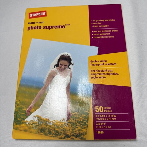 Staples Other - Staples Photo Supreme Matte Inkjet Paper 8.5x11 Double Sided 50 Sheets 19895